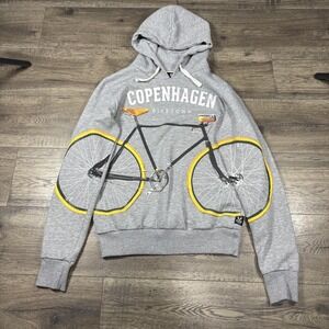 FOX Originals Hoodie Mens Small Gray Copenhagen Bicycle Graphic Pullover
